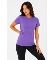 Basic Tişört Bisiklet Yaka Kısa Kol Günlük Yazlık Slim Fit T-Shirt - Mor