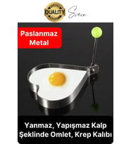 Paslanmaz Metal Kalp Şeklinde Omlet Krep Kalıbı Özel Model Uzun Ömürlü Yanmaz Yapışmaz Portatif