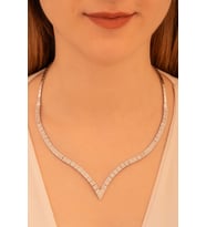 Kadın Gümüş Kolye - Zirkon Taşlı Paris 925 Ayar Gümüş Kadın Kolye 53245464553425