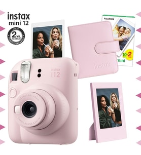 Instax mini 12 Pembe Fotoğraf Makinesi-20'li Film-Çerçeve ve Kare Albüm Seti