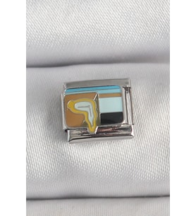 316L Çelik Gümüş Renk Renkli Portre Model Nomination Charm 5886 - SSSSSS4879-8835