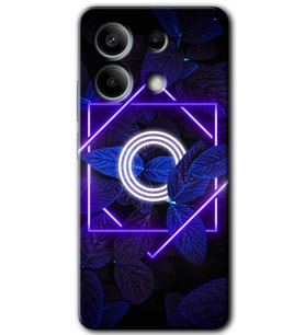 Xiaomi Redmi Note 13 Kılıf HD Desen Baskılı Kılıf - Dark Neon Yaprak O Harfi