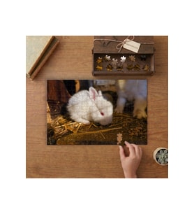 Sevimli Yavru Tavşan Tasarımı 240 parça Ahşap Puzzle Ahşap Kutuda MP07917