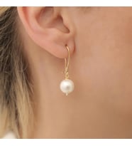 925 Ayar Gümüş White Tatlısu İncisi Küpe-10mm (Altın)