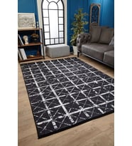 Dijital Kaymaz Yıkanabilir Antrasit Geometrik Salon Halısı Mutfak Halısı Koridor Halısı Yolluk HLN1806