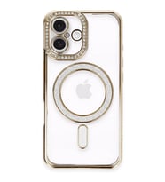 İphone 16 Kılıf Joke Simli Magneticsafe Kılıf - Gold