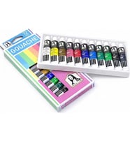 Mona Lisa 12 Renk Guaj Tüp Boya Seti – 12x12 ml Profesyonel Guaj Boya Tüp Set – Tuval, Ahşap, Taş, Seramik ve Hobi Boyama İçin Yoğun Pigmentli Sanat Boyası