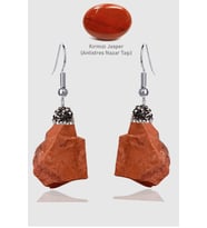 Sertifikalı Zirkon Taşlı Model Ham İşlenmemiş Kırmızı Jasper Taşı Küpe