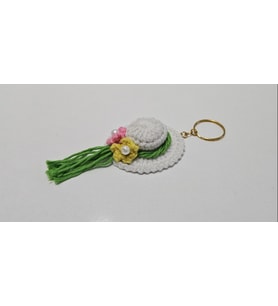 Şapka Beyaz Amigurumi Anahtarlık