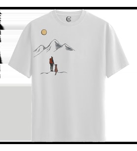 Moonlit Journey - %100 Pamuklu Erkek Beyaz Tişört - Premium Quality (Siyah - Beyaz)