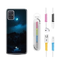 Samsung a71 A72 A73 A7 A9 2018 C7 C9 Kılıf Kablo Koruma Spiral Silikon Gece 1633