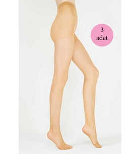 3 Adet Parlak Fit 15 Likralı Külotlu Çorap Ten