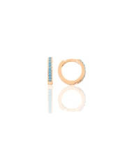 Gümüş rose turkuaz taşlı 11 mm halka küpe Tragus Piercing Helix Kıkırdak Küpesi SGTL11741ROSE