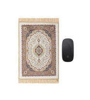 Bursa İpek Beyaz Dekoratif Küçük Halı Mousepad