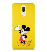 Huawei Mate 10 Lite Soft Premier Kapak Mickey Mouse-C Tasarımlı Silikon Kılıf - Sarı (Şeffaf)