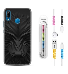Huawei P20 Lite Mate 10 20 Lite Pro P40 Lite KılıfKablo Koruma Spiral Silikon Black Fox 1325