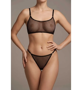 Siyah File Bralet ve Tanga İç Giyim Takımı TM1477 — Beden: S