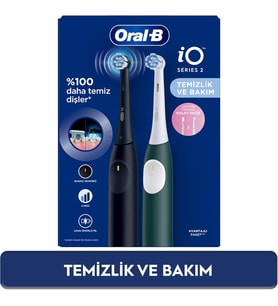 Oral-B iO 2 Şarjlı Diş Fırçası Seti 2'li – Gece Siyahı/Yeşil