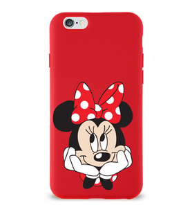 Apple iPhone 6 Uyumlu Lansman Kılıf Minnie Mouse Tasarımlı Altı Kapalı İçi Kadife Kaplı  Kapak (Şeffaf)