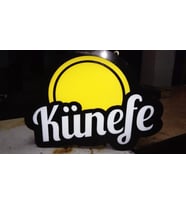 Künefe Yazılı Tabela 3D Led Neon Etkili Işıklı Tabela 30X45 CM Tek Taraflı