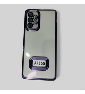 Samsung Galaxy A73 Uyumlu Kamera Lensli Lazer Kesim Logo Detaylı Kılıf (Mor)