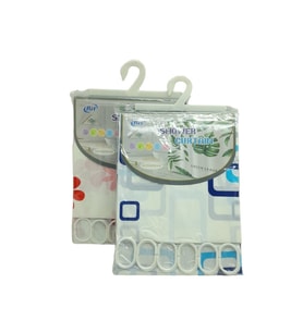 ÇİF KANAT PVC BANYO PERDESİ 2  PARÇA  X 90X180CM - 12 HALKALI (5343)