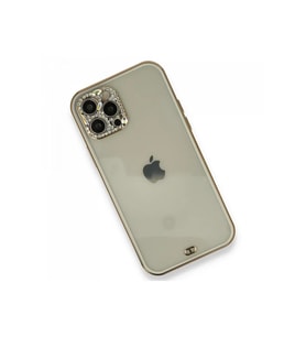 Newface iPhone 12 Pro Kılıf Liva Taşlı Silikon - Beyaz