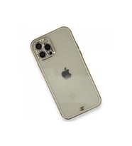 Newface iPhone 12 Pro Kılıf Liva Taşlı Silikon - Beyaz