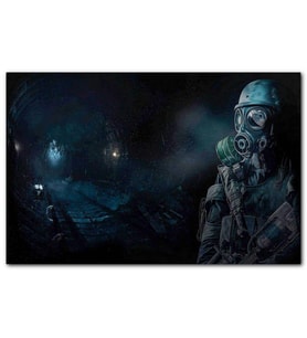 Cakatablo Metro Exodus Gaz Maskeli Adam Karanlık Arkaplan  MDF Tablo