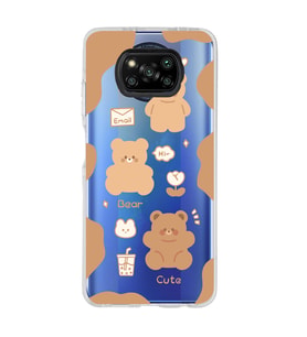 Poco X3 Pro / X3 NFC Uyumlu Cute Bear Tasarımlı Şeffaf Telefon Kılıfı