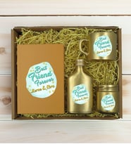 BK Gift Kişiye Özel İsimli DTF Best Friend Temalı Gold Defter & Kahve Fincanı & Kolonya & Mum Hediye Seti-2, Arkadaşa Hediye, Doğum Günü Hediyesi