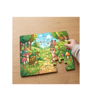 Kaplumbağa ile Tavşan Tasarımlı 24 Parça Ahşap Çocuk Puzzle