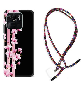 Xiaomi Redmi Note 7 8 9 Pro 10 2022 10 Pro 10S Kılıf Boyun Asklı Rasta Silikon Pink Flowers 3 1393