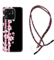 Xiaomi Redmi Note 7 8 9 Pro 10 2022 10 Pro 10S Kılıf Boyun Asklı Rasta Silikon Pink Flowers 3 1393