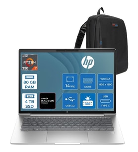HP Probook 4 G1A 14 Amd Ryzen™ 7 250 80GB Ddr5 4tb SSD 14" Inch Amd Radeon™ 780M Wuxga (1920X1200) IPS 300NITS Freedos Taşınabilir Bilgisayar D36KHETF30+ZETTAÇANTA