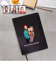 Kişiye Özel Yılbaşı Aile Karikatürlü Siyah Defter Model-1