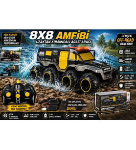8x8 Amfibi Uzaktan Kumandalı Arazi Aracı Su Üstünde Giden 4x4 Güçlü Off-Road RC Kamyon