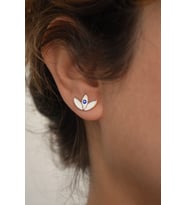 925 Ayar Gümüş Lotus Çiçeği Figürlü Küpe - K039301
