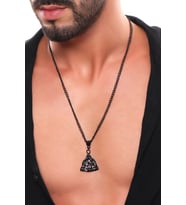 Erkek Siyah Oksit Kaplama Triquetra Simge Uçlu Kolye