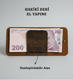 Koof Craft Pocket Fold Hakiki Deri Kağıt Para Cüzdanı – El Yapımı Snap Kapaklı Minimal Banknot Cüzdanı, Kompakt Slim Deri Cüzdan (Taba - Kahverengi)
