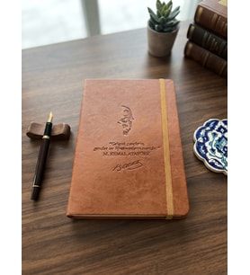 Adalinhome Özel Tasarım Öğretmenler Günü Hediyesi Thermo Deri Kapak Çizgili Ajanda Defter 15x21 cm