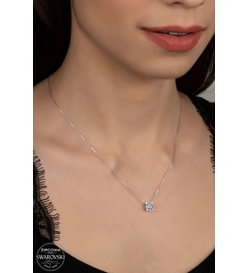 SWAROVSKİ CRYSTAL TEK TAŞ  925 AYAR GÜMÜŞ KOLYE