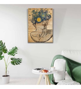 Soyut Büst Resmi , Kahve Rengi Tonlarda Kanvas Tablo 50 x 70