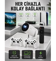 Portatif 4K Projeksiyon – 4.000 Uygulama, Kablosuz Yansıtma ve Bluetooth 5.0 Yeni Nesil