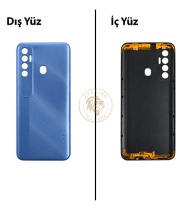 Tecno Spark 7 Pro Alp Mavisi Arka Kapak Arka Cam Batarya Kapağı Lazer Kesim Kapak Pil Kapağı Back Cover
