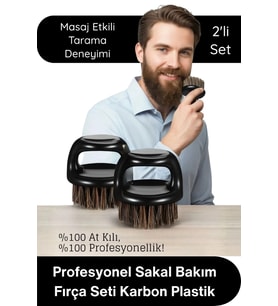 #Fırça Profesyonel berber sakal bakım fırça seti doğal at kılı karbon plastik ergonomik çiftli ense