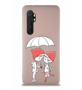Xiaomi Mi Note 10 Lite Soft Premier Kapak Aşk Tasarımlı Silikon Kılıf - Pudra (Şeffaf)