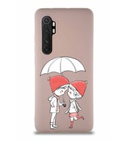 Xiaomi Mi Note 10 Lite Soft Premier Kapak Aşk Tasarımlı Silikon Kılıf - Pudra (Şeffaf)