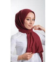 Bordo Pratik Hazır Geçmeli Tesettür Şal Örme Kumaş Sade 2118_16