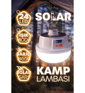 Lexroo Şarjlı Solarlı Kamp Lambası 5 MODLU Orta-Yüksek Işık SOS Askılı Işıldak Kamp El Feneri 47724